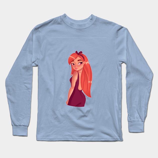 Cute girl Long Sleeve T-Shirt by Duendeartist 